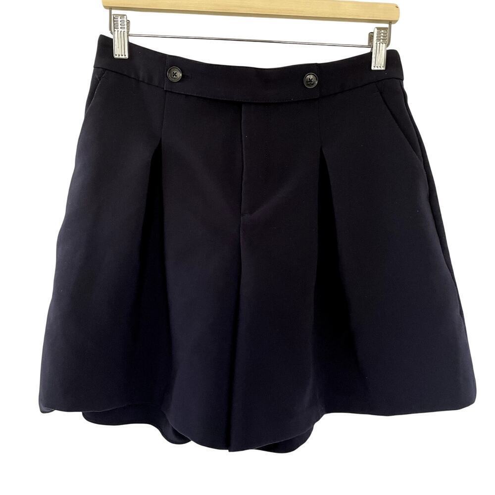 Banana Republic Pleated Sailor Shorts 4 Navy Blue Womens Stretch Pockets